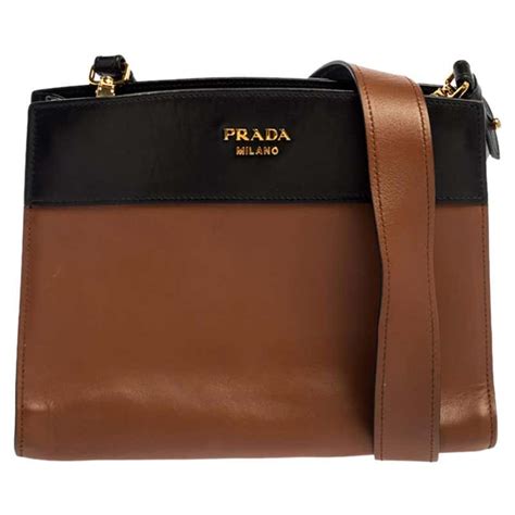 prada milano brown leather handbag.